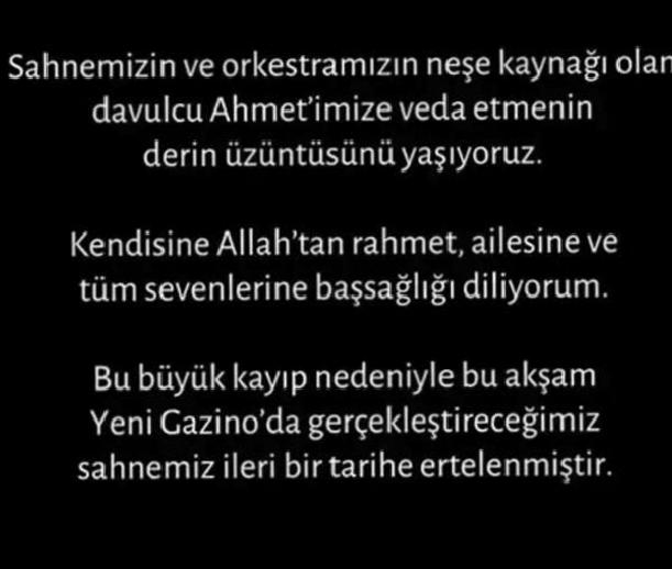 İbrahim Tatlıses'in Ekip Arkadaşına Veda Mesajı