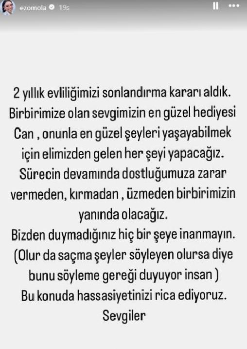 Ezgi Mola'nın Boşanma Açıklaması