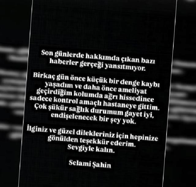 SELAMİ ŞAHİN'DEN KAMUOYUNA YAPILAN AÇIKLAMA