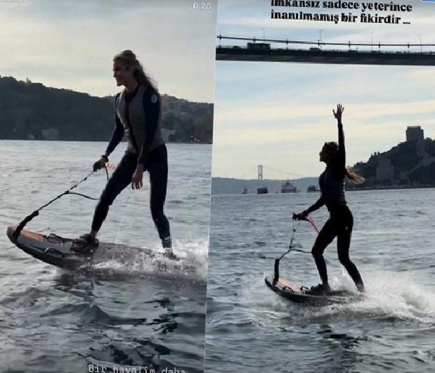 Çağla Şıkel'in İstanbul Boğazı'nda Sörf Hayali Gerçekleşti