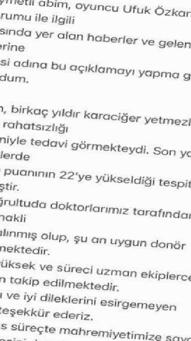 Ufuk Özkan’ın Sağlık Sevgisi: Karaciğer Yetmezliğiyle Mücadelesi ve Ailesinin Açıklaması