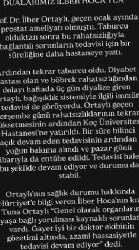 İlber Ortaylı Entübe Edildi: Yoğun Bakımda Beş Günlük Süreç ve Son Dakika Gelişmeleri