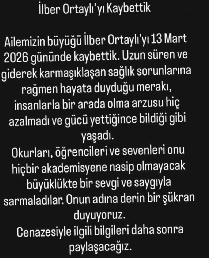 İlber Ortaylı İçin Üzücü Haber: Yaşamını Yitirdiği Açıklandı ve Ailesinden Duygusal Veda