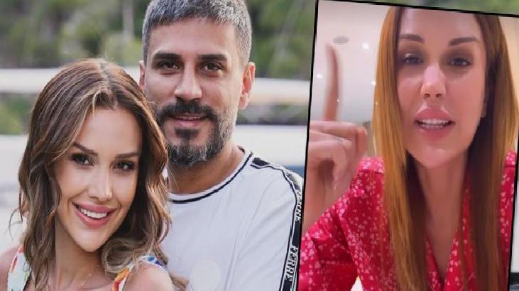 Left: smiling couple outdoors; right: woman in red speaking on a video call in a split screen.