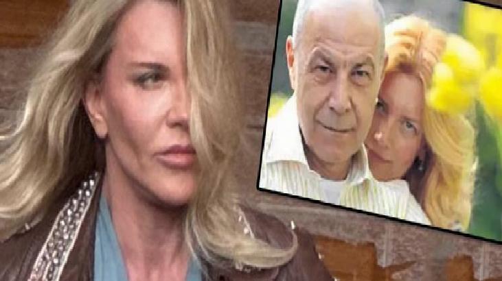 Close-up of a woman with long blond hair looking to the left; an inset photo shows an older man and a blonde woman posing outdoors.