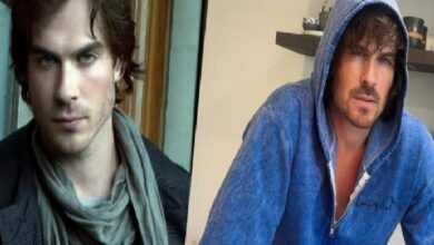 Two men shown side by side: left man with dark hair and scarf, right man in blue hoodie and stubble indoors