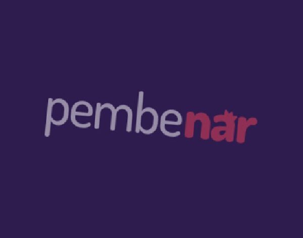 Pembenar logo on a dark purple background, with 'pembe' in light gray and 'nar' in pink/red.