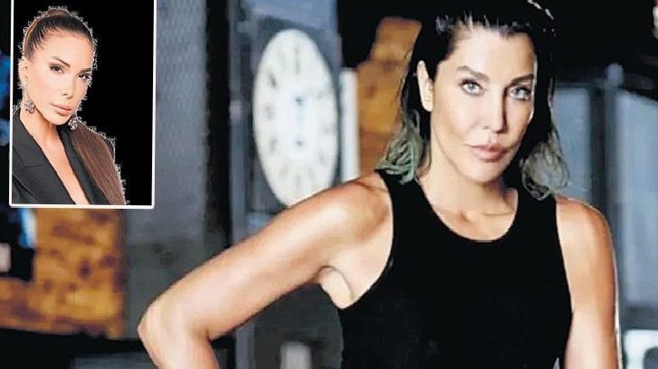 Fit woman in a black sleeveless top posing in a gym, with a clock in the background; inset shows a close-up portrait of another woman in the corner.