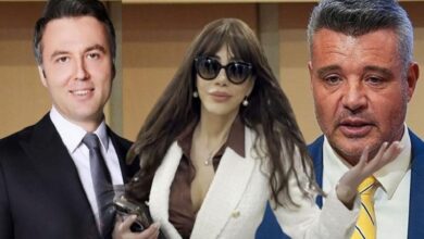 Collage of three adults in business attire: left man in suit smiling, center woman wearing sunglasses and white coat, right man in blue suit gesturing with hand.