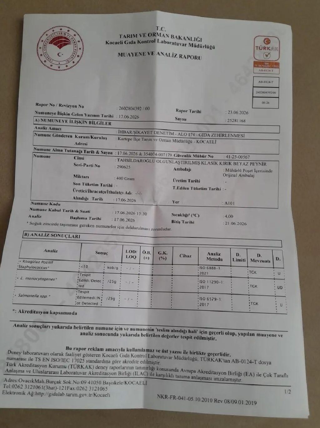 Tahsilidaroğlu Kırık Beyaz Peynirinde Listeria İddiası ve Yetkili Açıklamalar