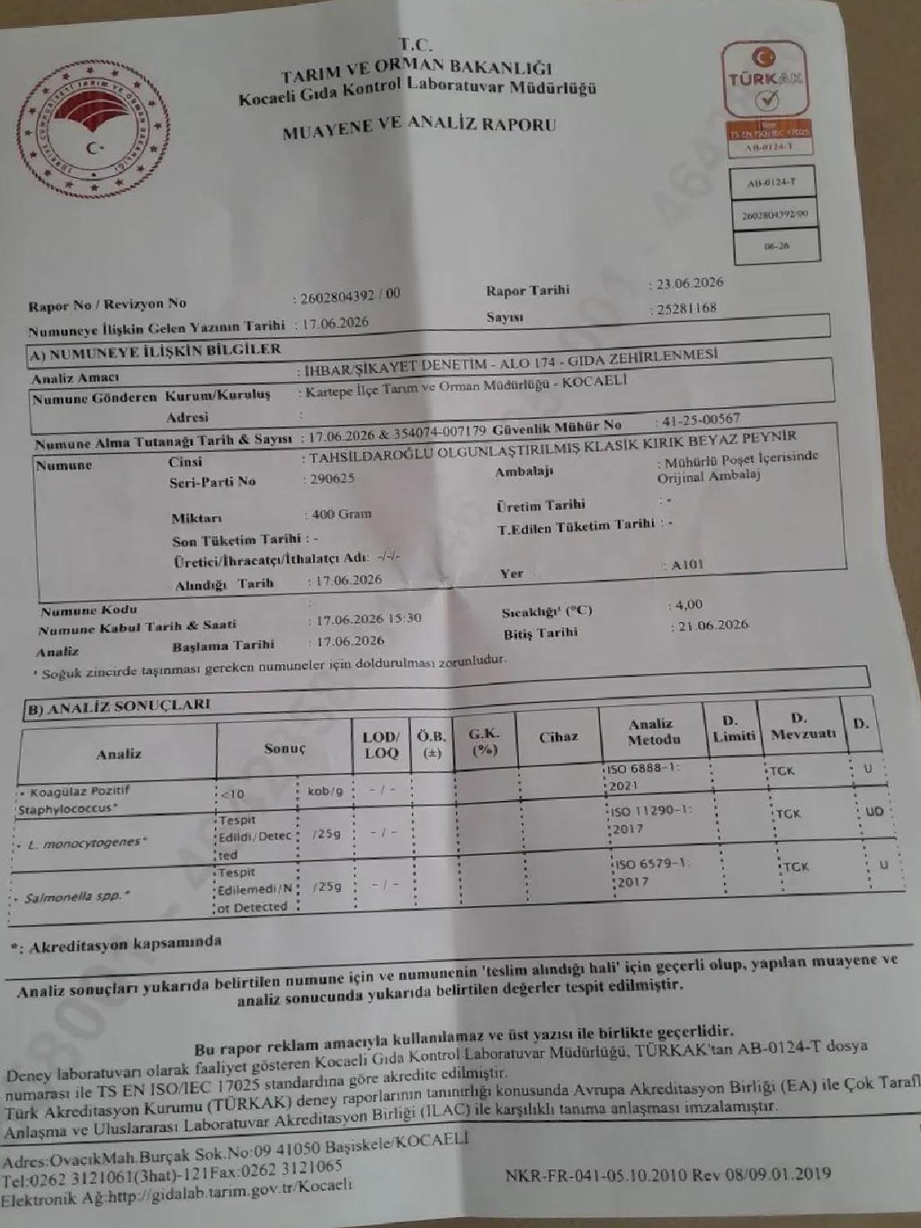 Tahsilidaroğlu Peynirinde Listeria Krizi: Denetimler ve Geri Çevrim