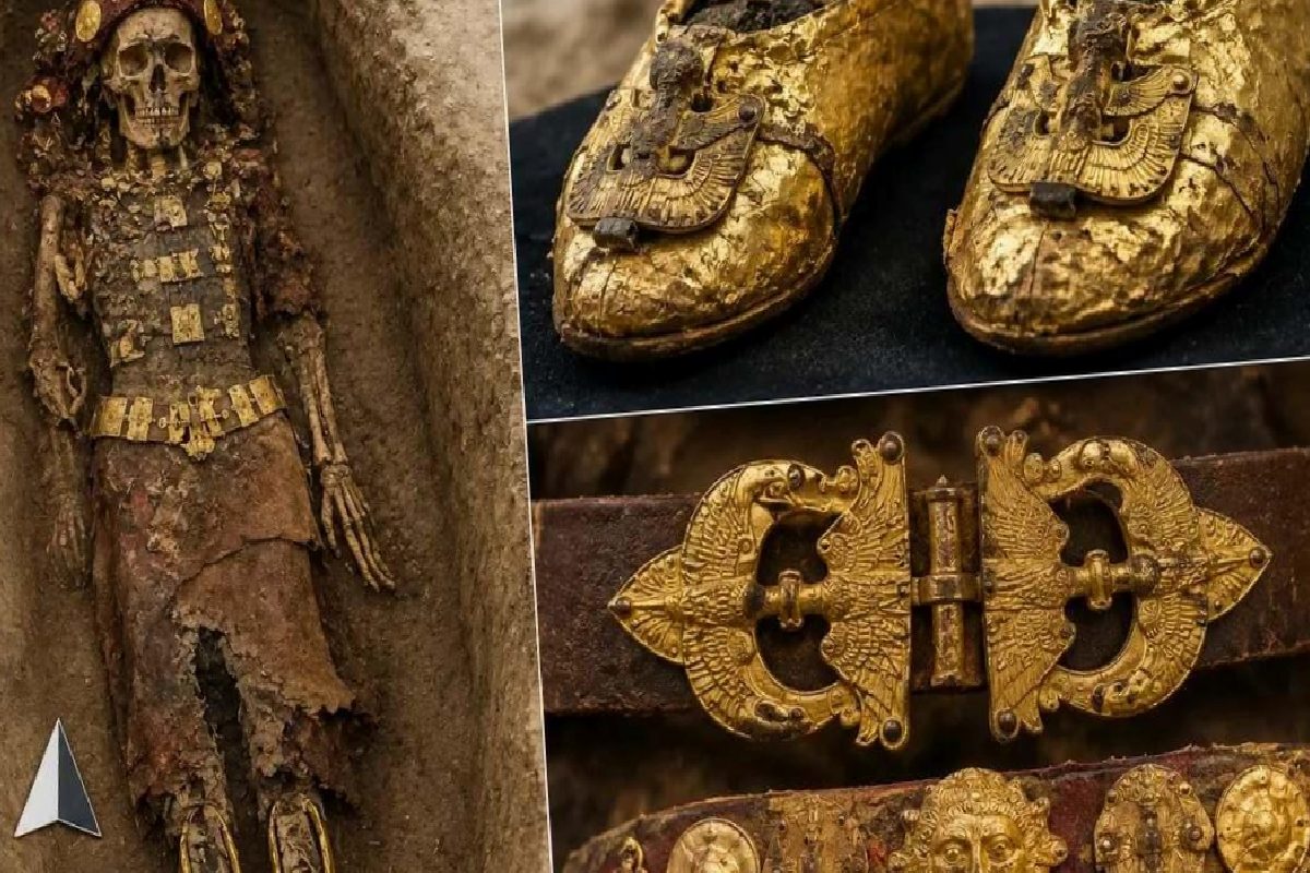 Batı Kazakistan'da 1500 Yıllık Kadın Mezarının Altın Ayakkabılarıyla Sunduğu Sırlar