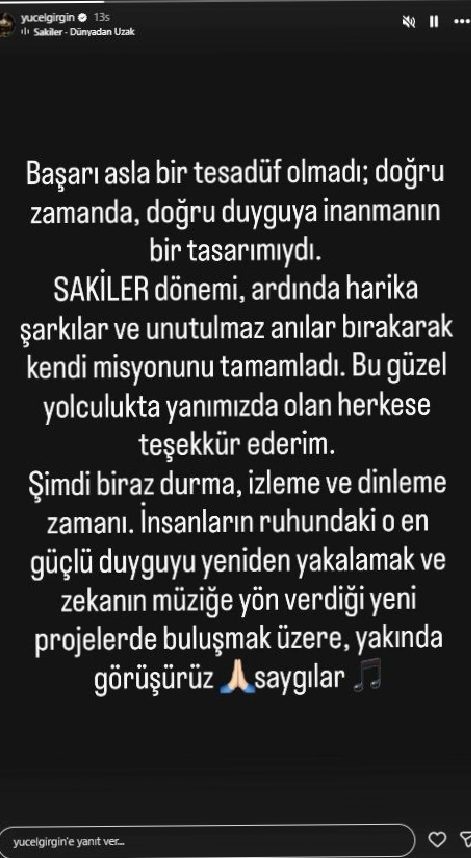 Sakiler Kolu Dağılıyor: Yücel Girgin Açıklamasıyla Grup Misyonunu Bitirdi
