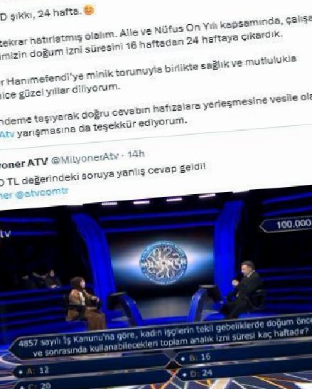Kim Milyoner Olmak İster? 100 Bin TL’lik Doğum İzni Sorusu ve Bakan’dan Yeni Düzenleme Yanıtı